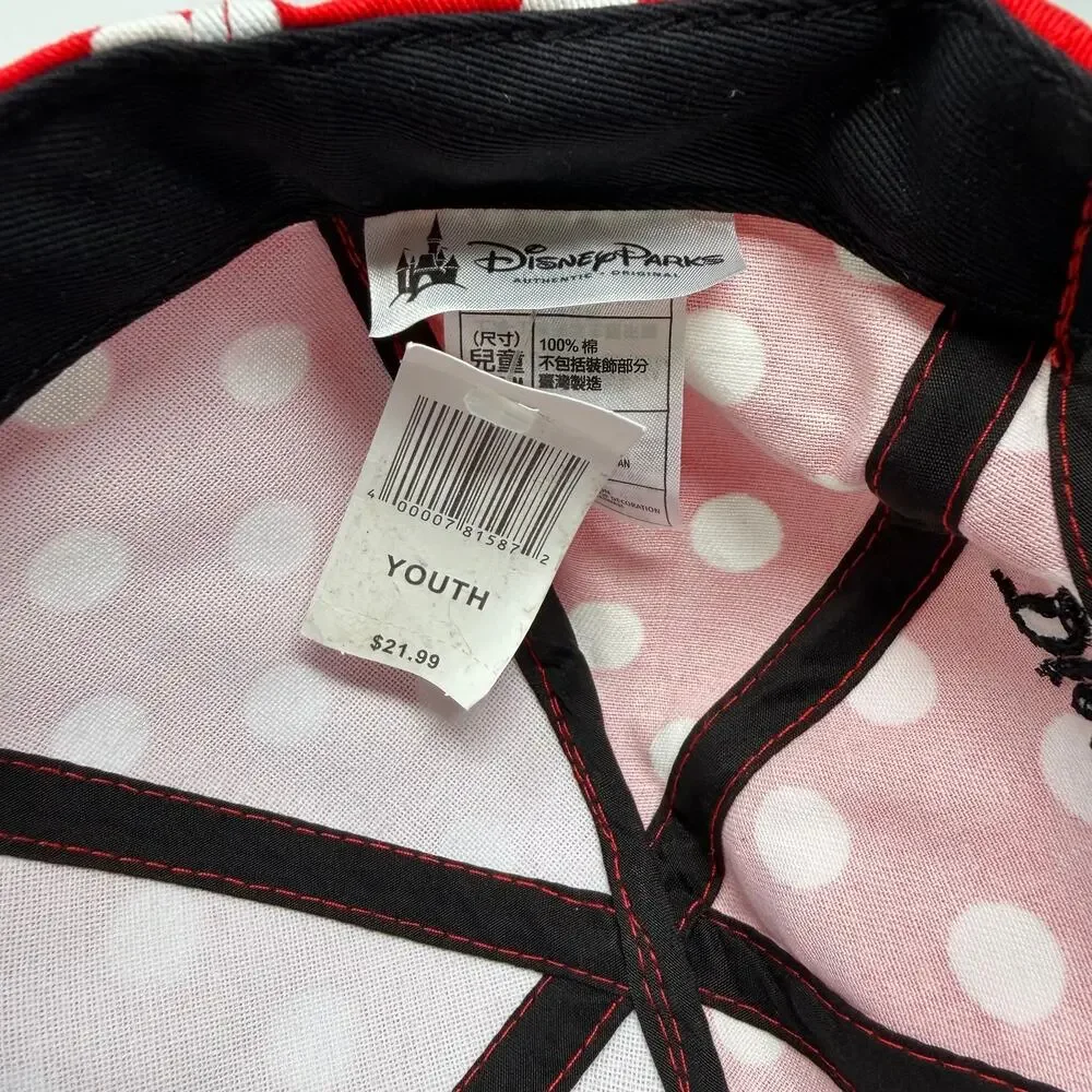 Disneyland Minnie Mouse Polka Dot Ears Cap Youth 54–57cm